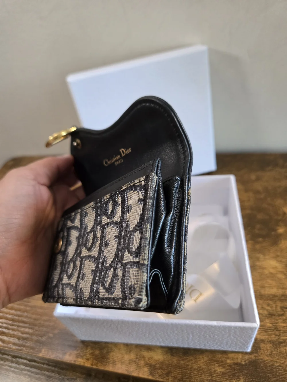 Christian Dior Monogram Canvas Mini Wallet - Black & Beige